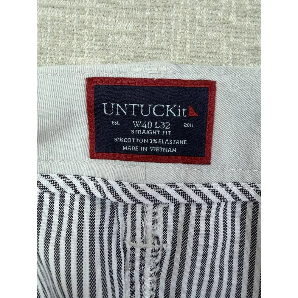 UNTUCKit Men’s 40x32 White Straight Fit Stretch Cotton 5-Pocket Pants
